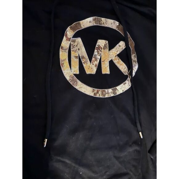 Michael kors MK plus size 3xl sequin circle logo hooded short/top - Picture 2 of 4